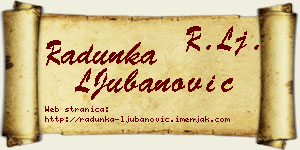 Radunka LJubanović vizit kartica